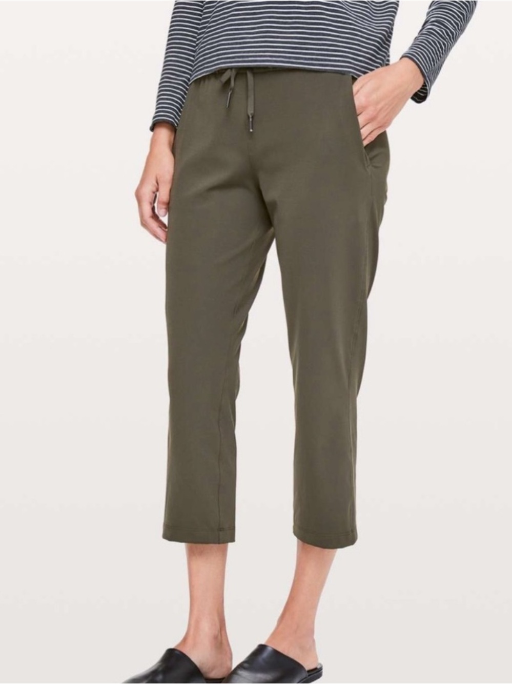 Lululemon Dark Olive On The Fly Cropped 23” Pant
